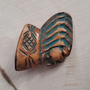 Vintage Carved Wood Girl Desing Pin AKU